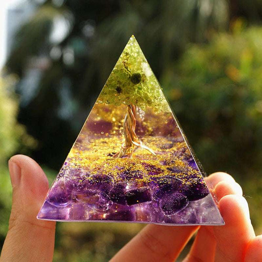 Natural Tiger Eye Orgonite Pyramid Healing Crystal