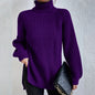 Turtleneck Pullover Sweater With Split Design